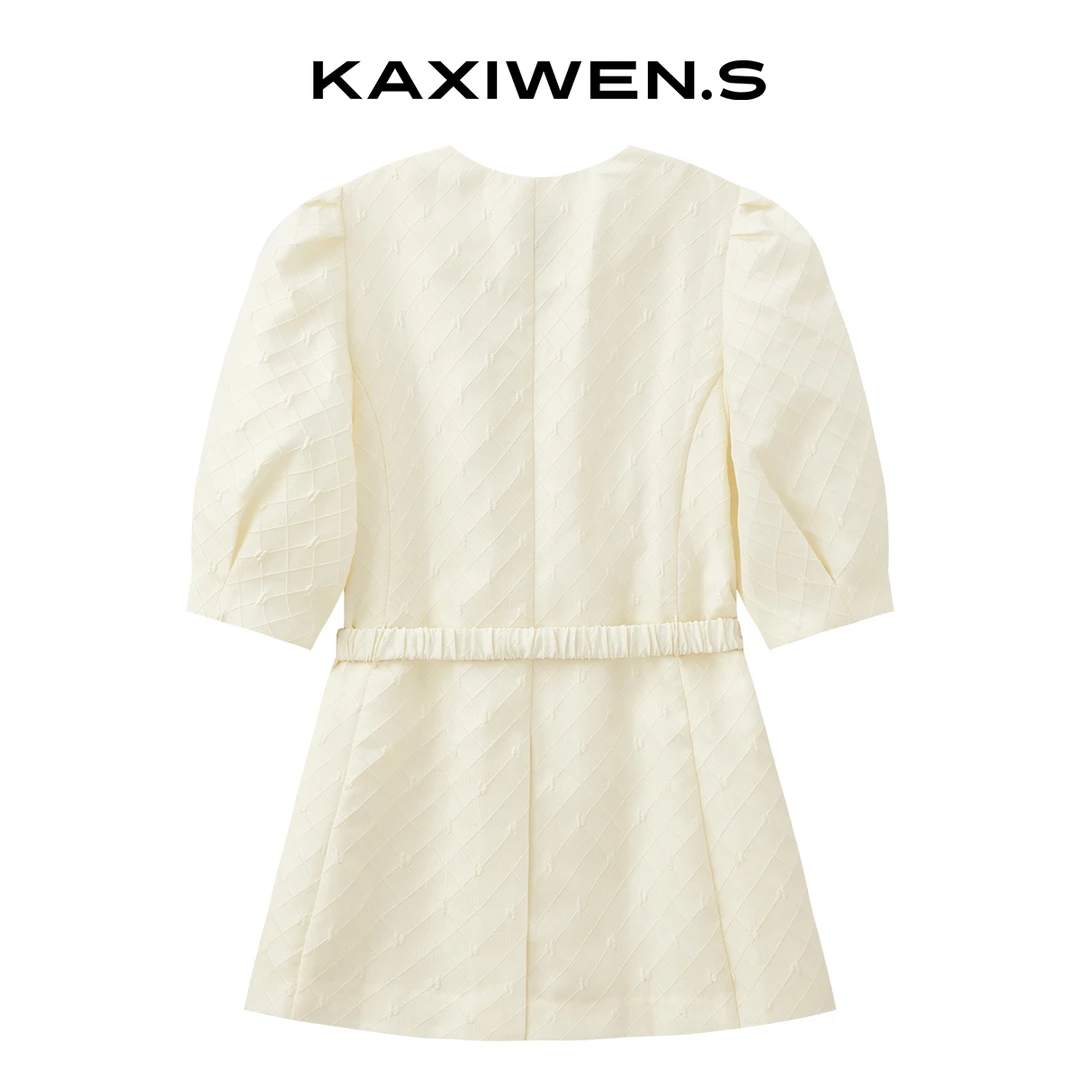 【许半夏推荐】X07BWE3057气质OL风V领提花泡泡袖短外套