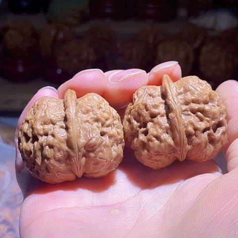 山***扣文玩核桃把件独孤蟾带彩40