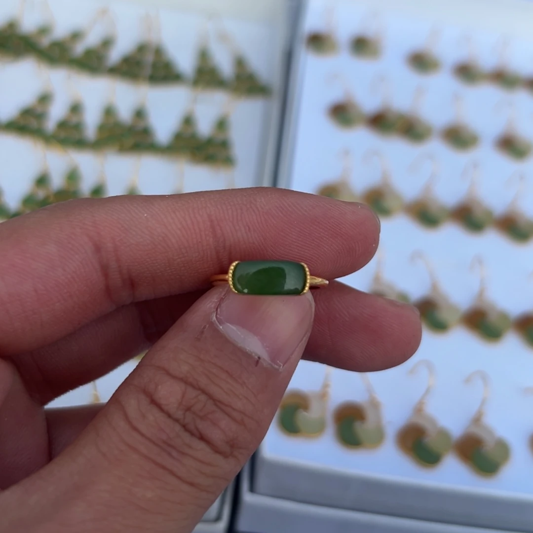 和田玉银S925镶嵌戒指