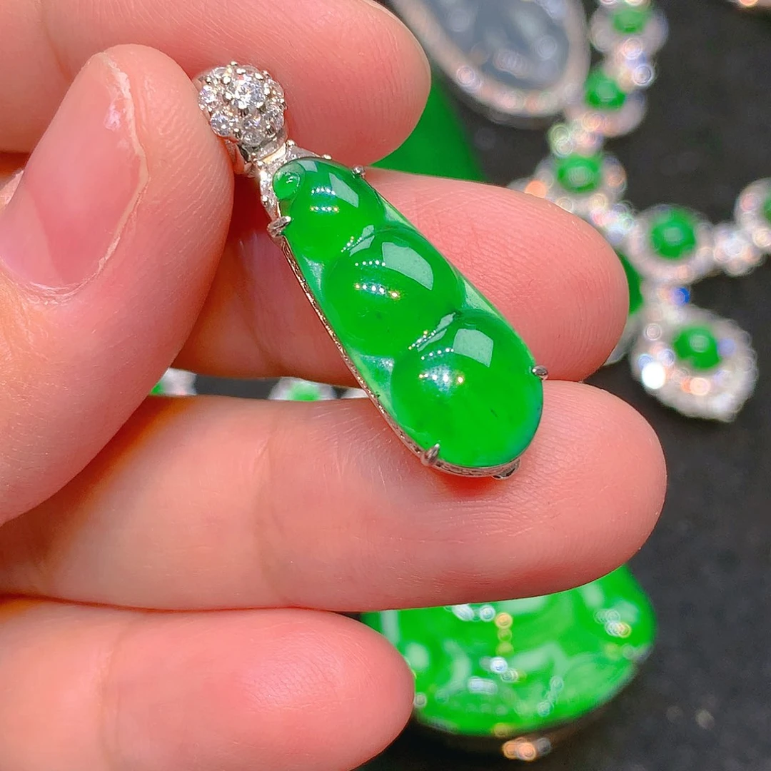 吊坠(不含链)银S925镶嵌翡翠翡翠