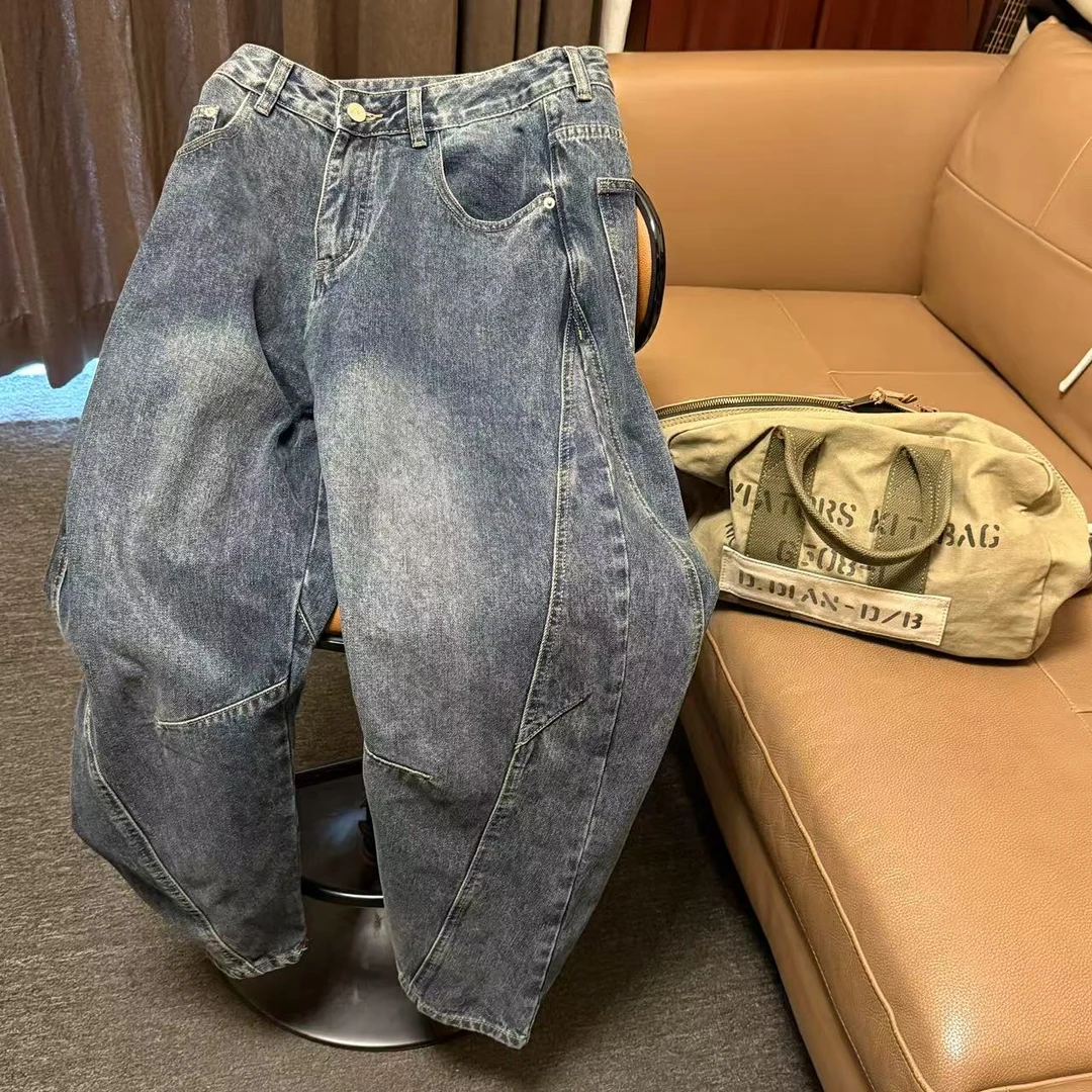 【K929】《ST弯刀裤立裁小众》重磅复古设计牛仔裤男女同款-TF