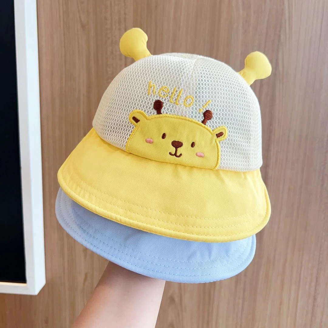 【店铺热销】宝宝遮阳帽夏季大檐防晒网眼透气鸭舌渔夫帽可爱卡通男