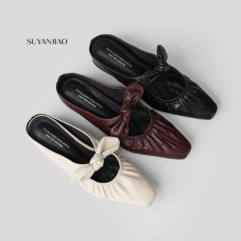 平底蝴蝶结包头半拖女鞋外穿配裙子高级感2025新款爆款洋气轻奢