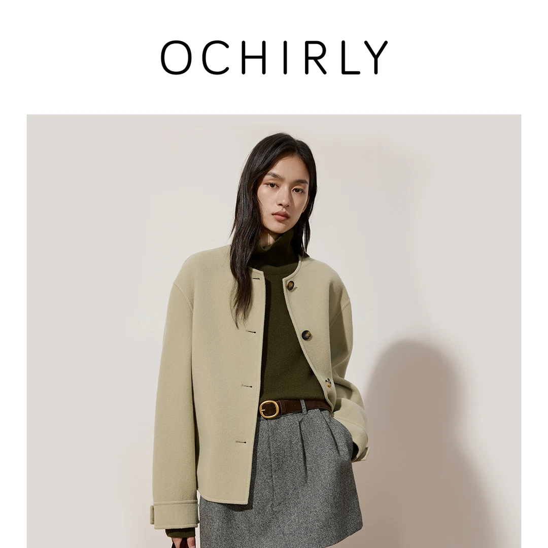 【达人】欧时力 澳大利亚100%羊毛双面呢外套女小香风24秋冬新