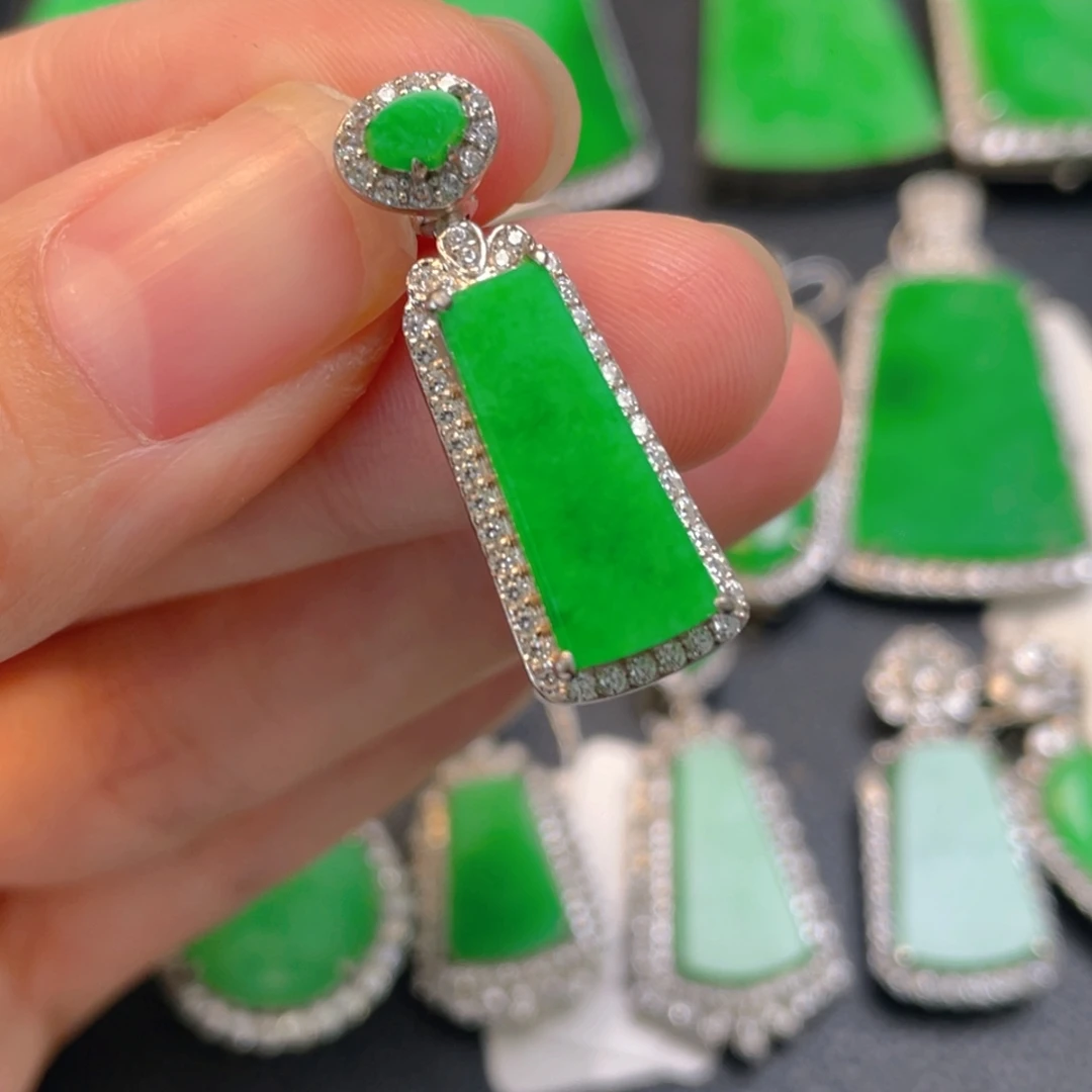 翡翠银S925镶嵌吊坠(不含链)