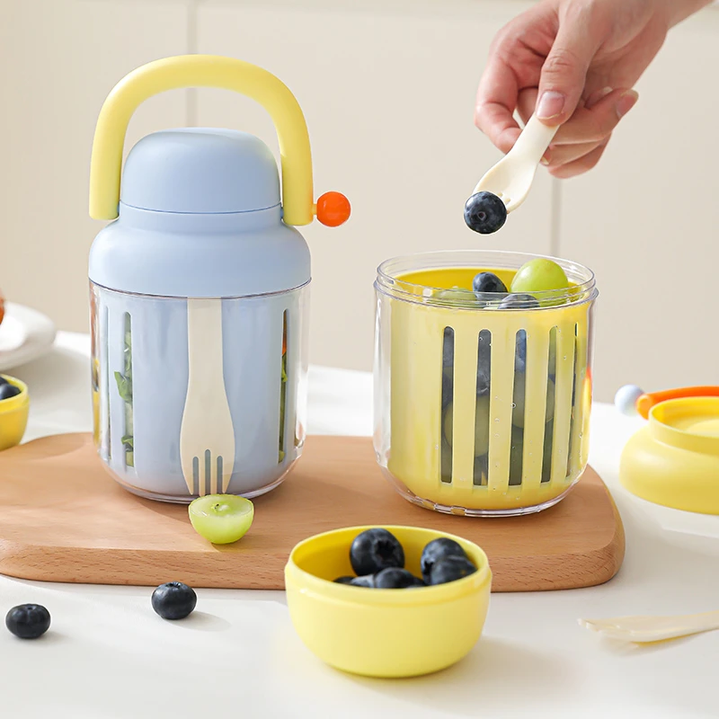 手提水果沙拉杯食品级小学生外出携带上班密封分装盒可沥水保鲜盒