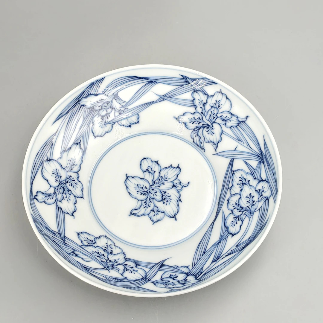 CL-C4361[学茶严选]雨后 湛蓝系列 白描鸢尾花 壶承