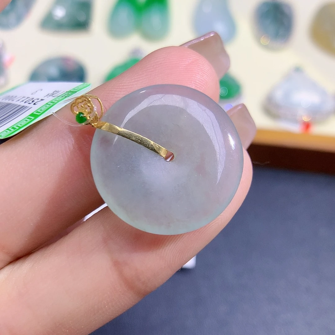 翡翠颈饰18K金镶嵌平安扣