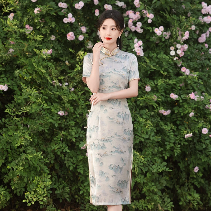 小个子旗袍裙新中式高端2025新款高级感年轻上档次轻奢国风连衣裙