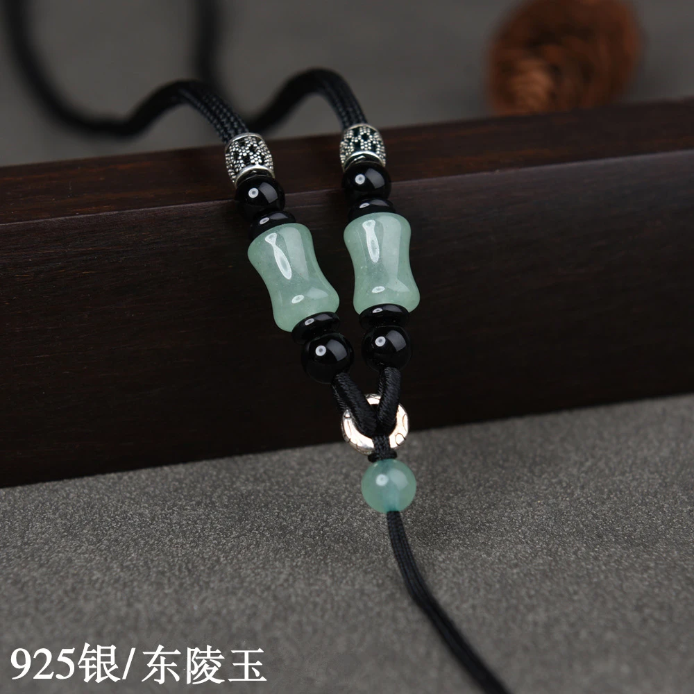 东陵玉吊坠挂绳粗款男款挂脖平安扣玉牌挂坠绳项链挂件绳子可调节