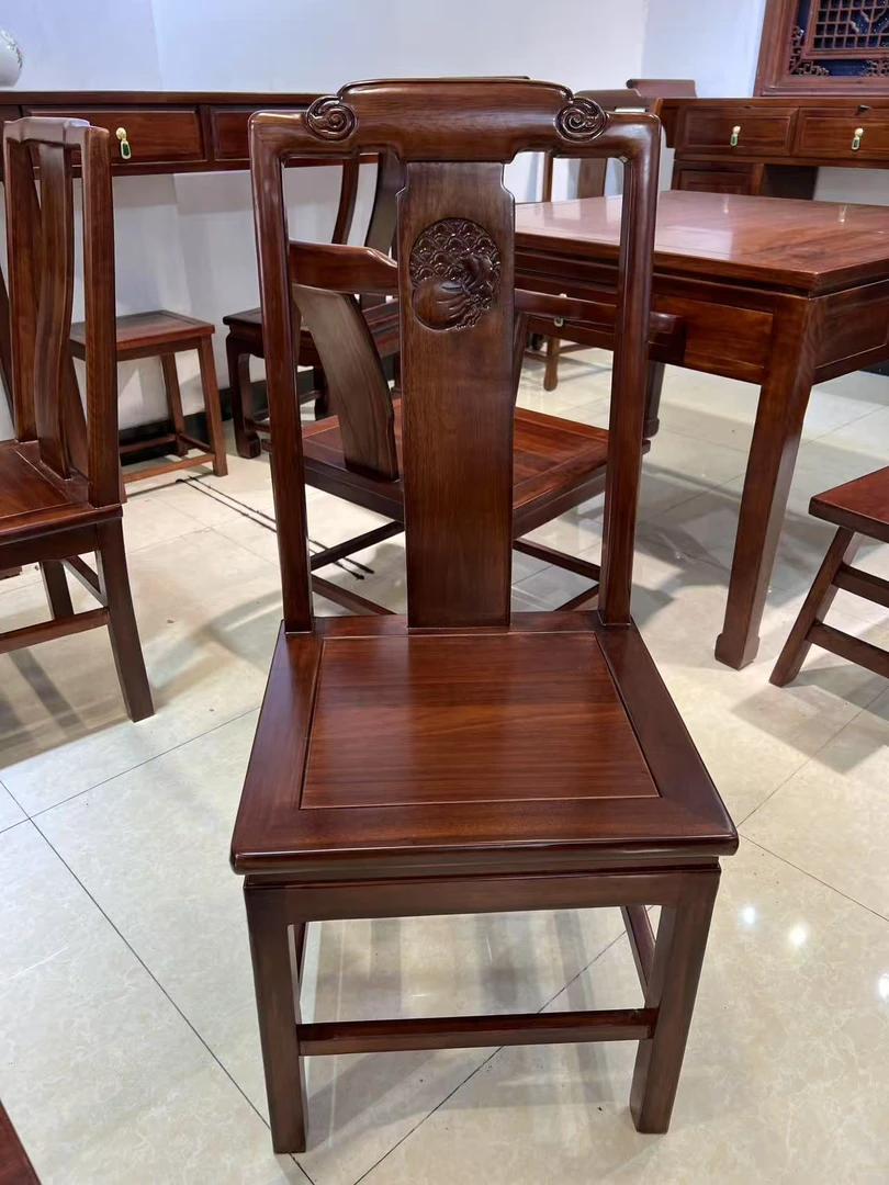 乌金木餐椅 全实木新中式餐桌椅子