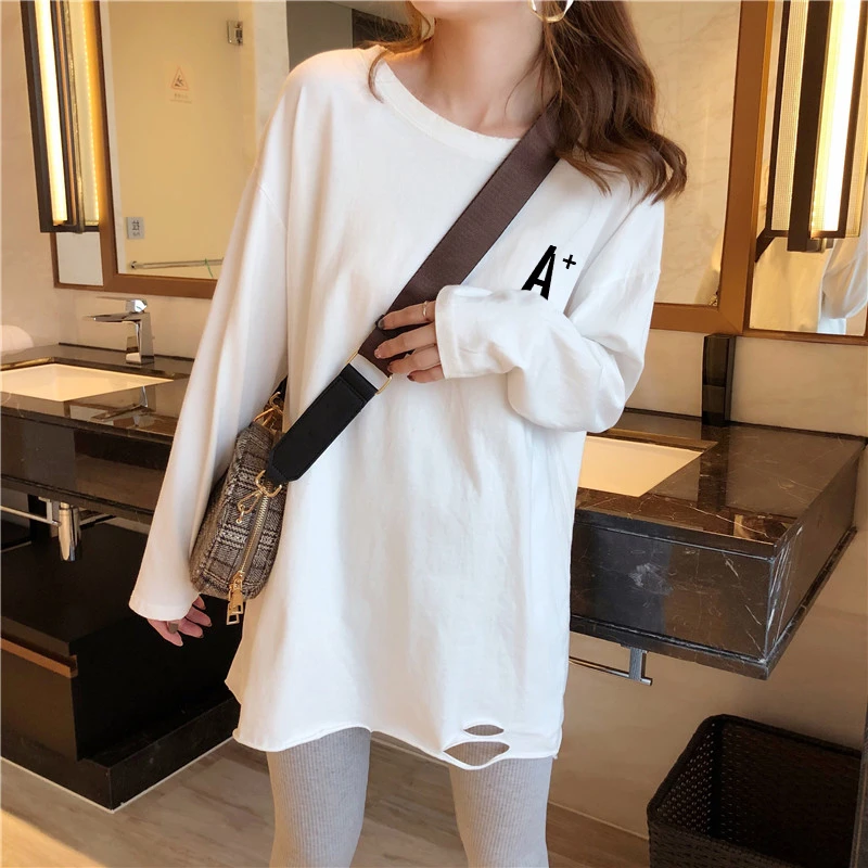 气质上衣新款显瘦洋气长袖T恤女中长款打底衫内搭加绒t恤冬季