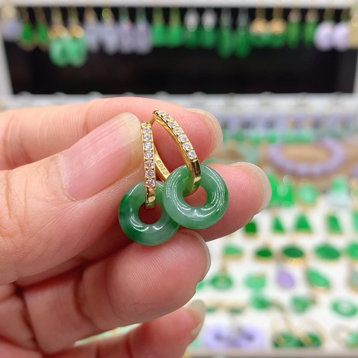 翡翠银S925镶嵌耳饰