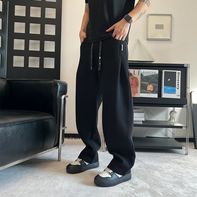 2025年冬季加绒加厚潮流韩版痞帅宽松哈伦裤青年男士休闲运动卫裤