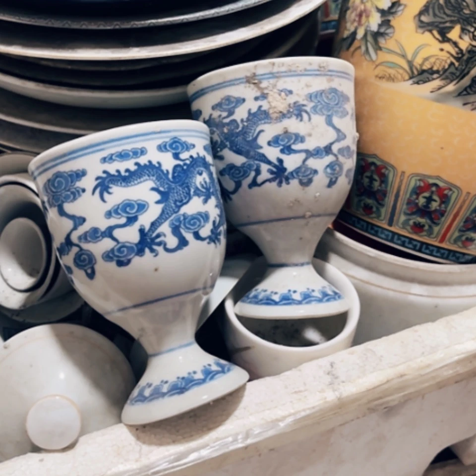 【闪购商品】紫砂茶盘美****粉青花杯子5个