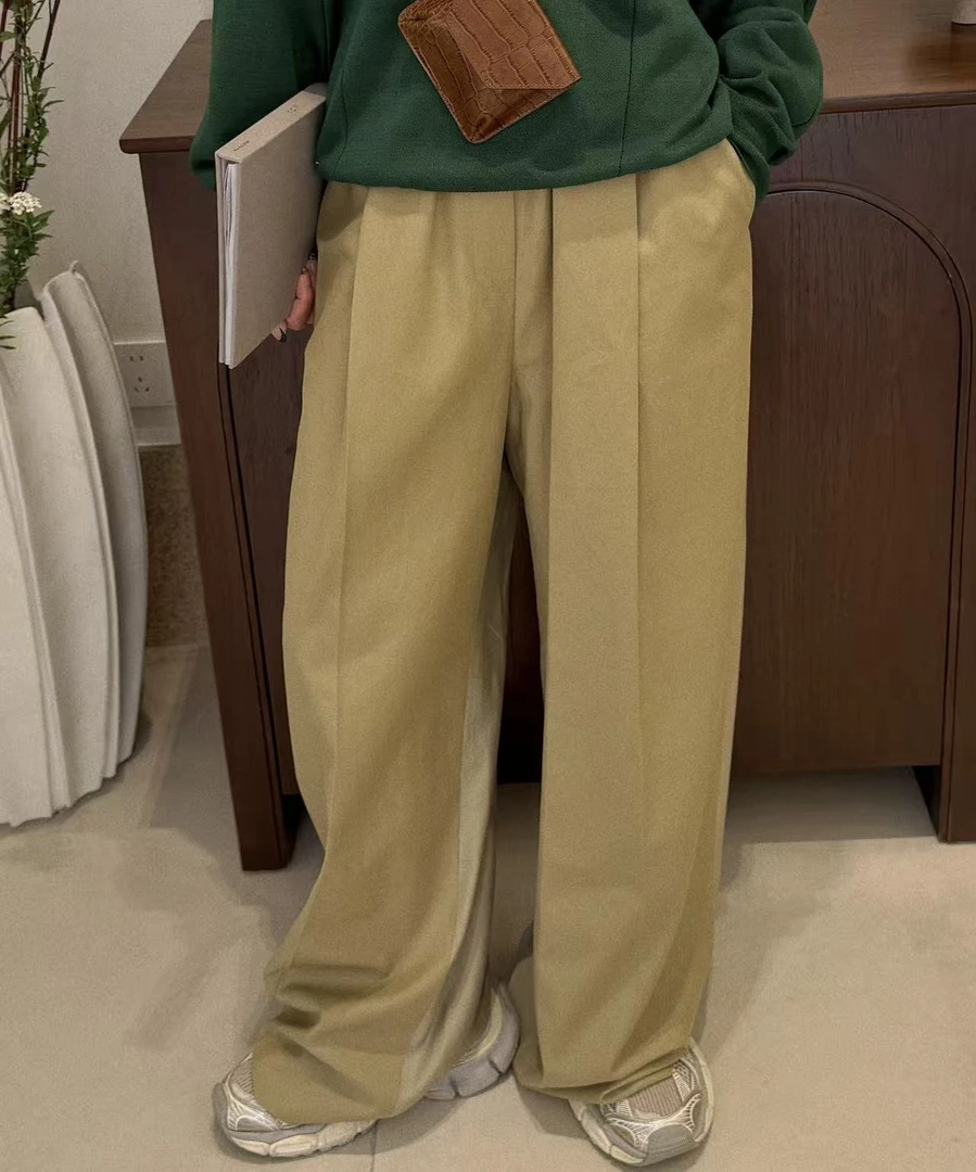 RECTO 撞色宽腰带长裤