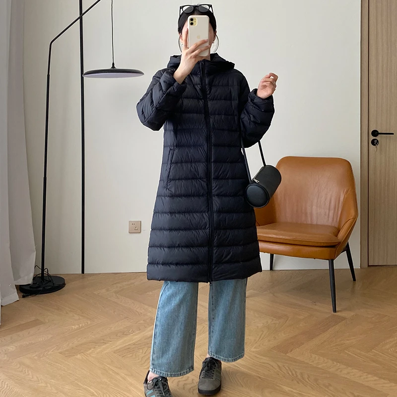 （衣兮高品质户外保暖羽绒服）B41冬季轻薄连帽中长款保暖羽绒服H