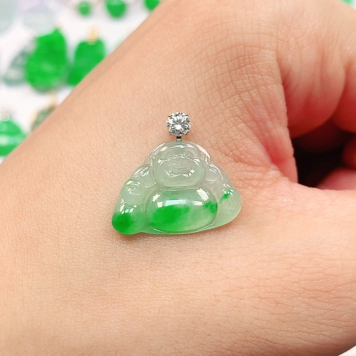 吊坠(不含链)18K金镶嵌翡翠