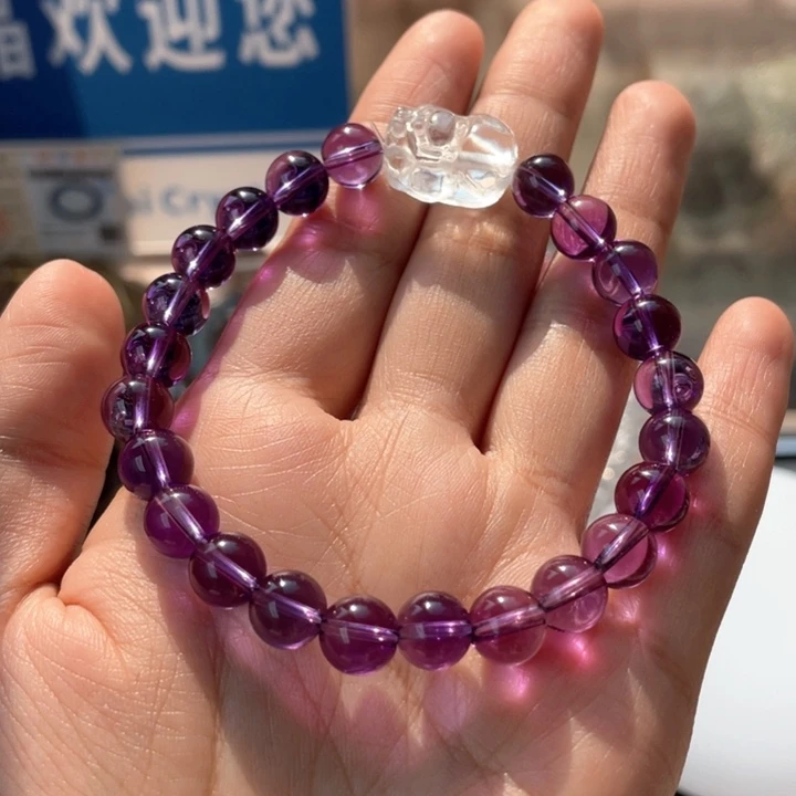 发晶手串未镶嵌基本纯净体紫水晶