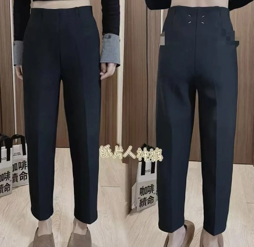 小爽家^_^ 2025秋季气质时尚百搭黑色高腰显瘦九分直筒休闲裤