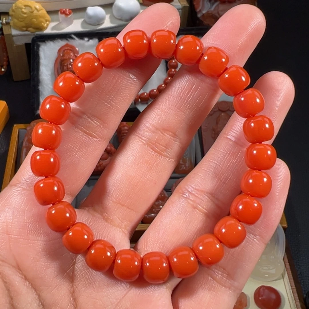 南红玛瑙未镶嵌老型手串8左右