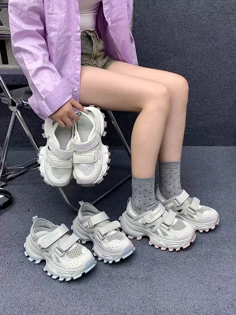 Z019夏季新款厚底魔术贴镂空老爹鞋百搭