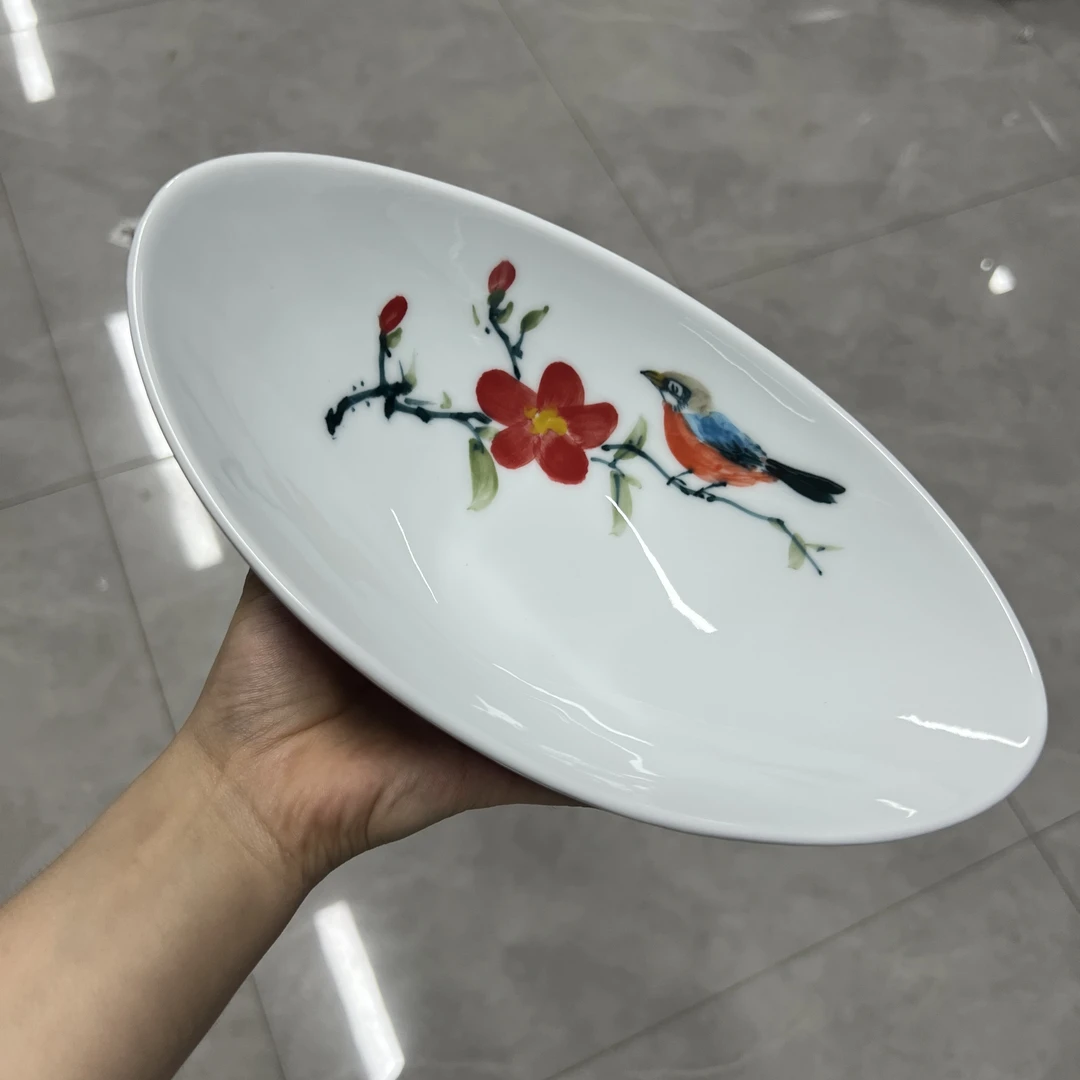 景德镇手绘釉中彩（食品级）元宝碗餐具陶瓷家用桃花喜鹊498