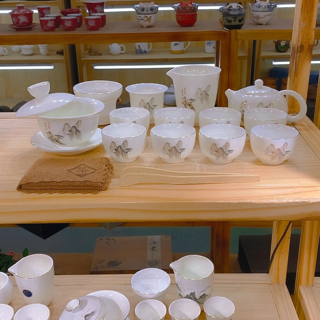 【不止】羊脂玉瓷茶具套装
