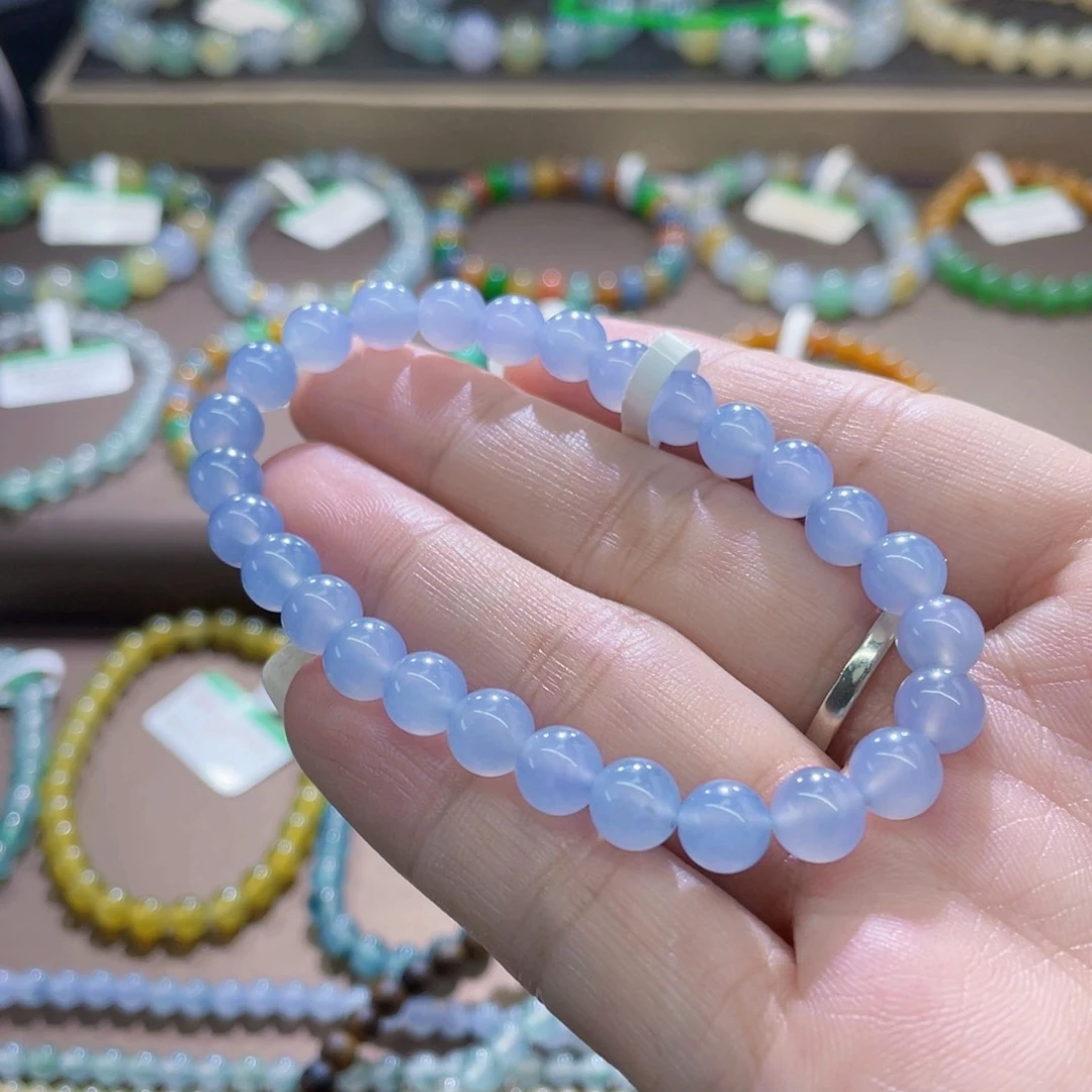 未镶嵌手链翡翠冰蓝紫卡6.7