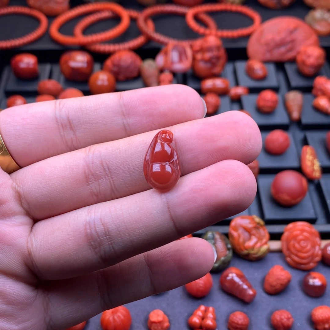 南红玛瑙未镶嵌南红川料原矿高品牛血红葫芦吊坠11mm