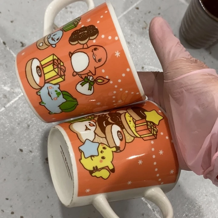 瓷片卡通马克杯一对