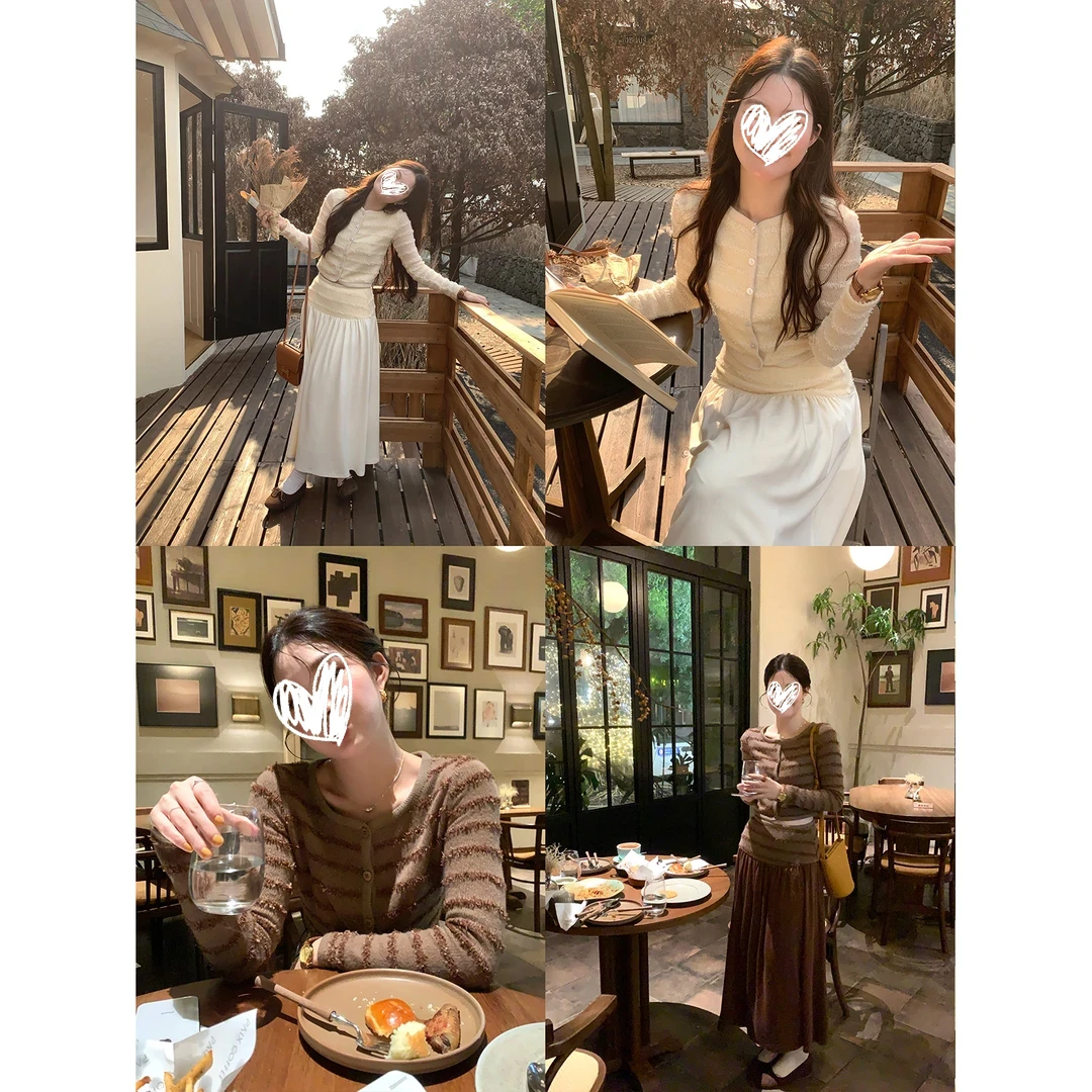 【千层慕斯】韩系温柔小众针织开衫半身裙套装S37720HH53