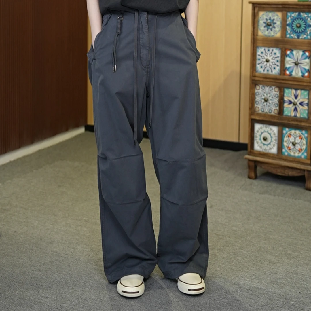 美式夏季薄款工装风休闲裤水洗做旧工装裤裤脚可调12406S24