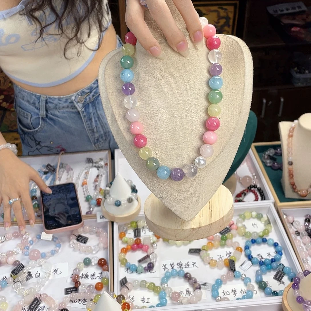 水晶手链银S925镀金镶嵌