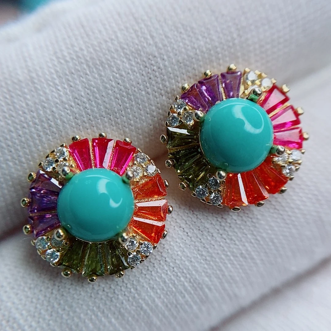 绿松石未镶嵌耳钉