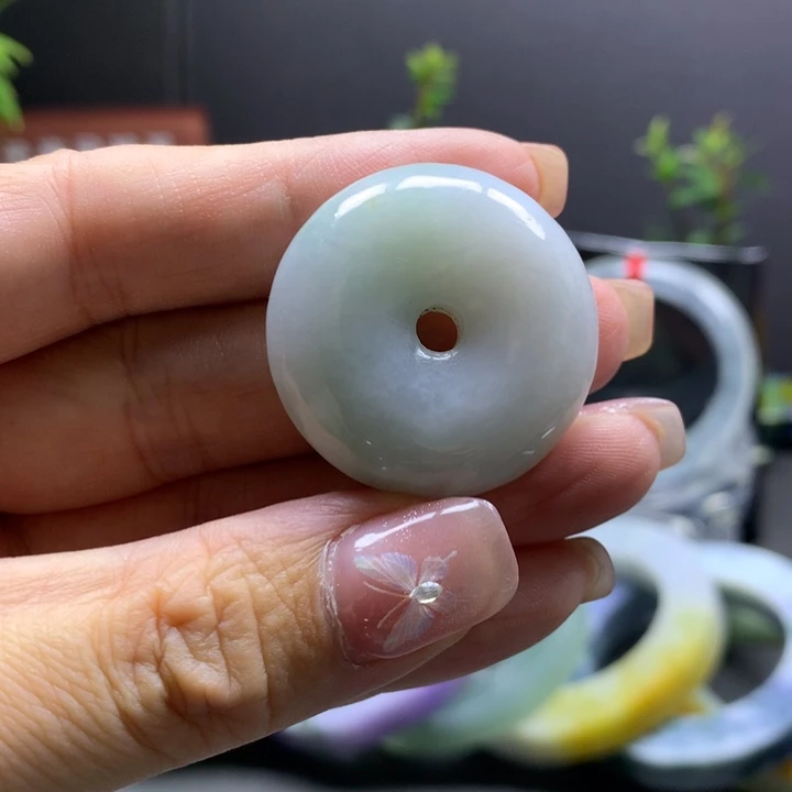 幸***符翡翠未镶嵌颈饰翡翠平安扣