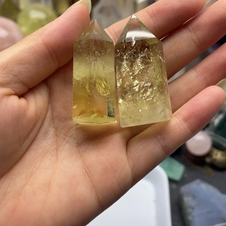 水晶珠宝半成品合金127黄水晶柱