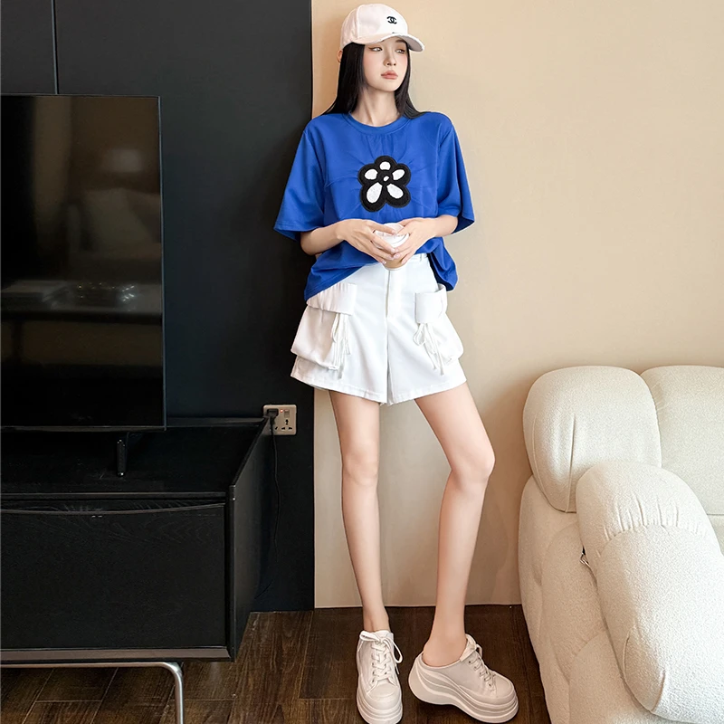 套装休闲夏季2025新款爆款高级感减龄显瘦宽松圆领短袖两件套女装