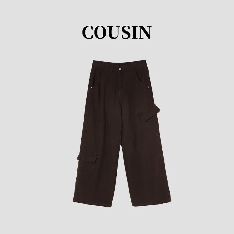 D.cousin 冬季加绒加厚时尚休闲无弹女款牛仔阔腿裤#15091