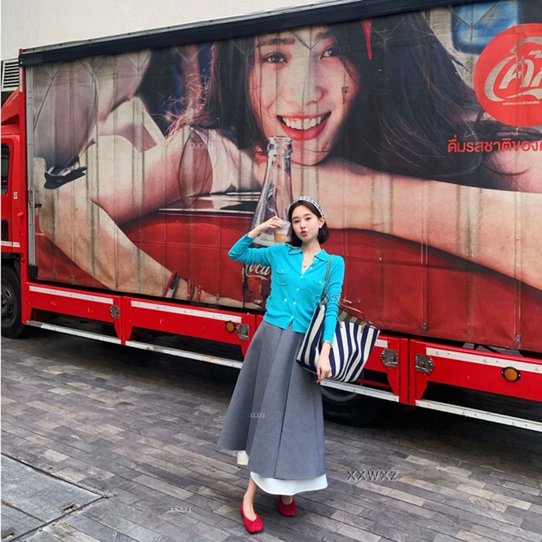 简约通勤气质百搭时尚口袋四色针织polo领上衣#z1649