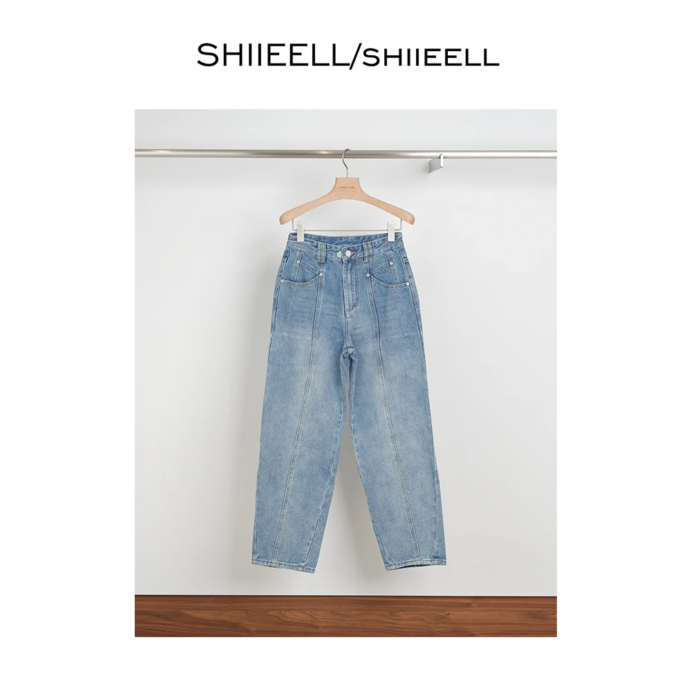 SHIIEELL机构线条潮流水洗牛仔裤W4031