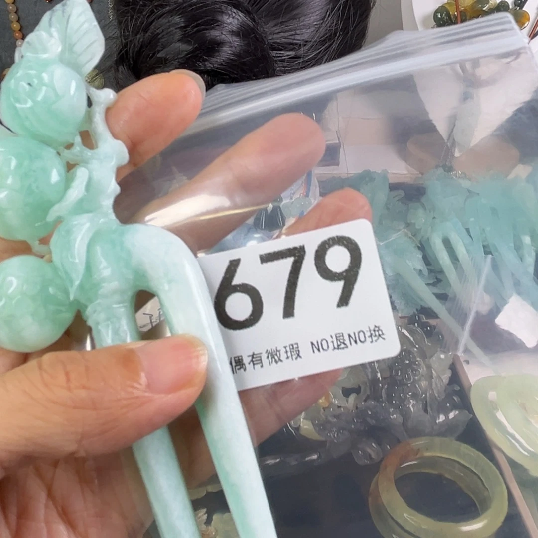 岫玉未镶嵌发饰清*