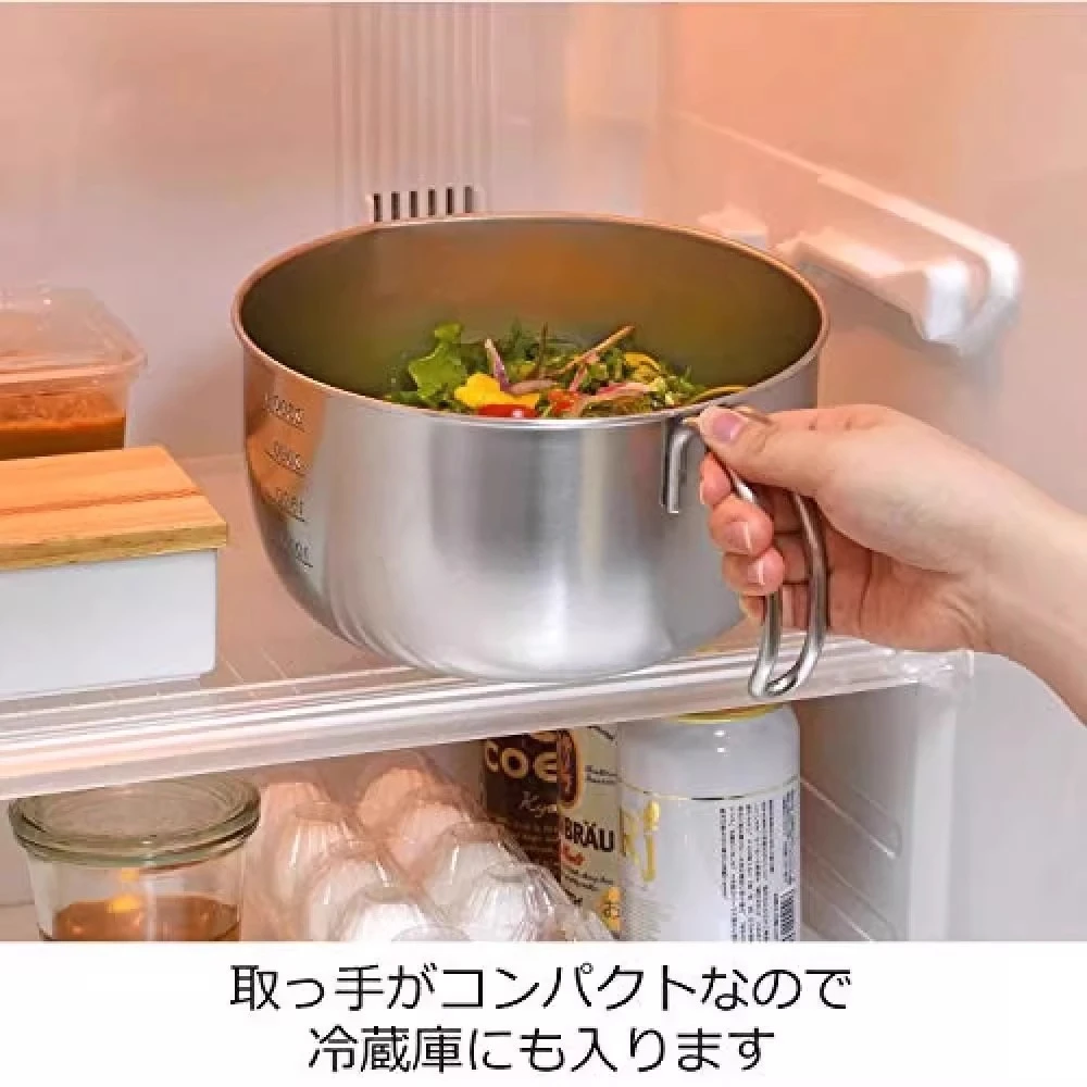 丸志【正品保证】【料理碗大号3L】日本进口AUX带柄不锈钢和面盆料理