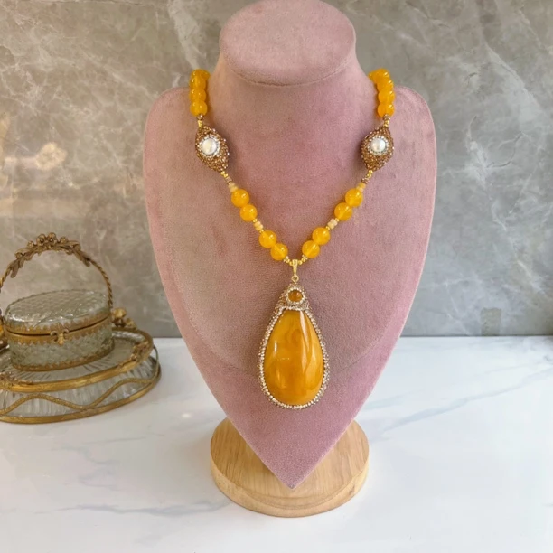 铜合金项链 水滴塔娜菲尼系列9934气质轻奢时尚黄色经典百搭