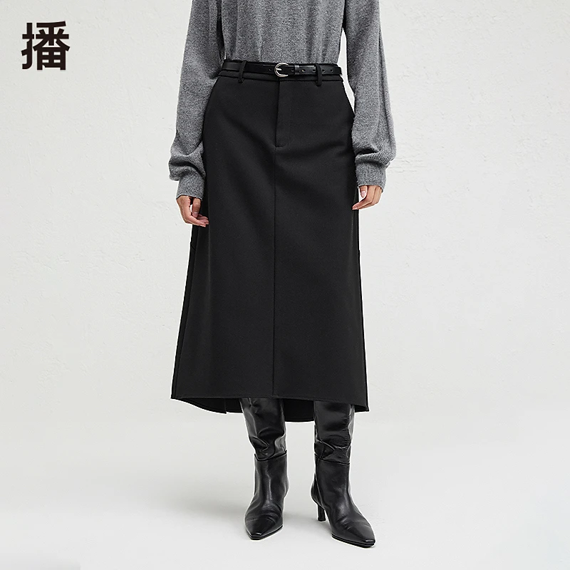 【陈嘉尔专属】播舒适简约可系带腰头半身裙BDR4BD3496