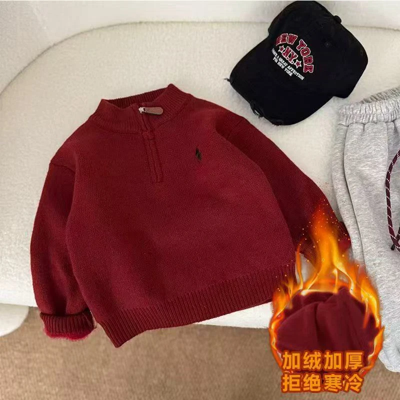 【小满】2025秋冬新款时尚潮流套头毛衣男童女童亲子针织衫毛衣