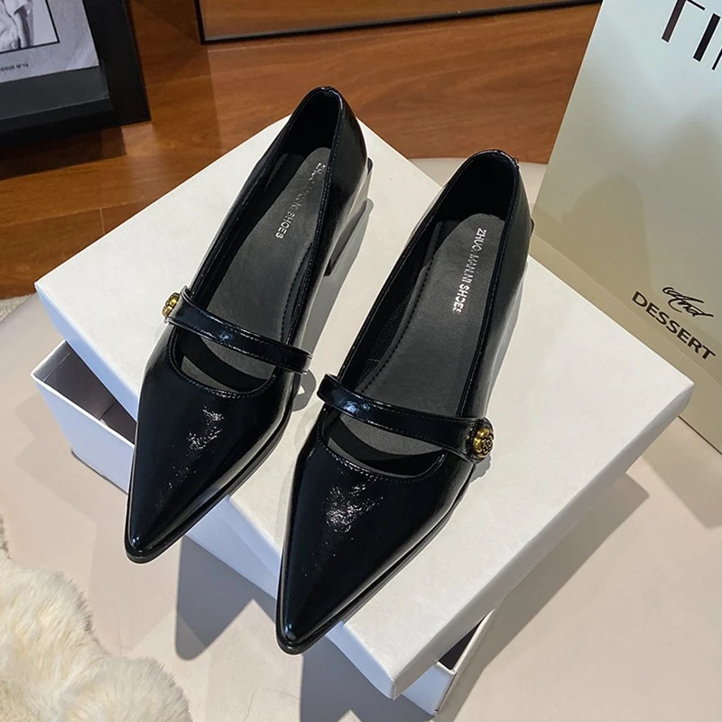 法式玛丽珍鞋女夏季气质百搭2025新款软皮羊皮软底浅口单鞋尖头