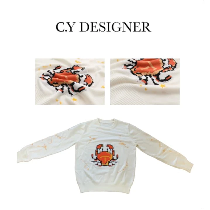 螃蟹时尚长袖针织上衣QC-1152