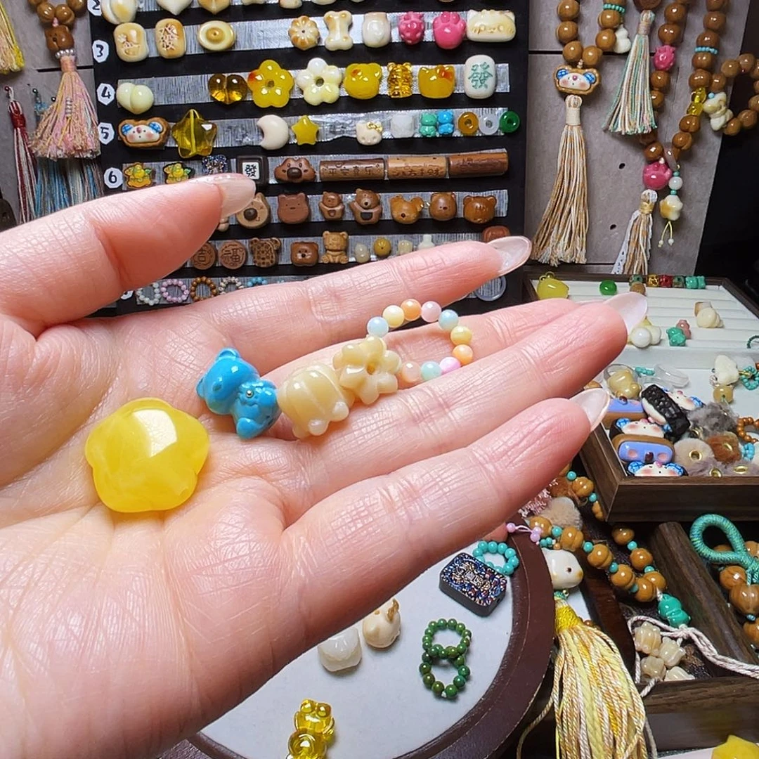 手串猴头核桃雾*小花 蓝熊 铃兰花2彩卡环