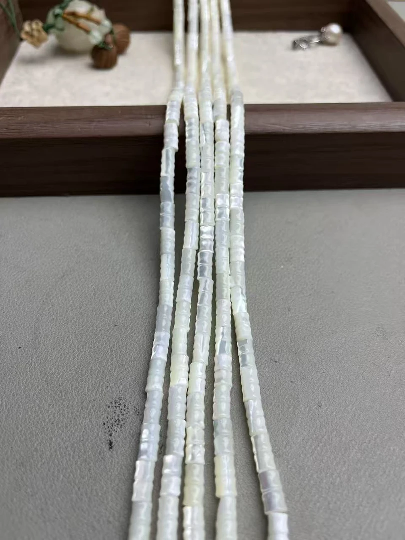 天然5/8mm左右白蝶贝竹节散珠半成品长度38cm左右可DIY做手串配珠
